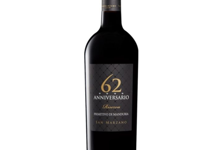 Cantine San marzano, Primitivo di manduria, Primitivo , Anniversiario , 62, riserva, wino , wino czerone, włochy , puglia, apulia, manduria, wytawne
