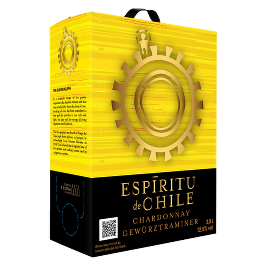 Bag-in-Box ESPIRITU DE CHILE GEWURZTRAMINER & SEMILLON Wino w kartonie, żółte opakowanie, Bag-in-Box gewurztraminer – aromatyczny, kwiatowo-przyprawowy charakter w wygodnym opakowaniu. Bag-in-Box semillon – kremowa struktura i miękkość, idealna do jedzenia. espiritu de chile – jakość i styl typowy dla nowoczesnego winiarstwa Chile. wino białe półwytrawne – balans między świeżością a delikatną słodyczą. wino chile i chilijskie białe wino– słoneczny charakter Nowego Świata. aromatyczne wino białe – intensywny bukiet kwiatów i owoców. wino 3l – praktyczne, ekonomiczne i idealne na większe okazje. wino imprezowe – lekkie, pijalne, lubiane przez szerokie grono gości. wino do pikniku – bezpieczne opakowanie, łatwe serwowanie w plenerze. wino o niskiej kwasowości – łagodne, przyjazne dla podniebienia. wino lekkie i aromatyczne – idealne na długie wieczory i spotkania. wino do kuchni azjatyckiej, wino do drobiu, wino do ryb – szerokie możliwości food pairingu. wino egzotyczne nuty – liczi, ananas, brzoskwinia i przyprawy. wino aromatyczne bag in box – wygoda, świeżość i intensywny bukiet.