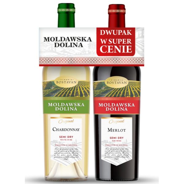 MOLDAWSKA DOLINA CHARDONNAY + MERLOT SEMI DRY DUOPACK 2X
