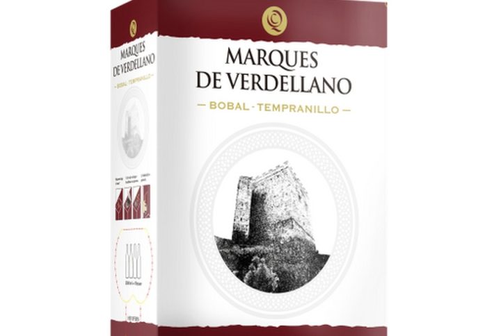 BAG-IN-BOX MARQUES DE VERDELLANO BOBAL & TEMPRANILLO, BAG-IN-BOX, wino czerwone półwytrawne, Hiszpańskie czerwone wino.