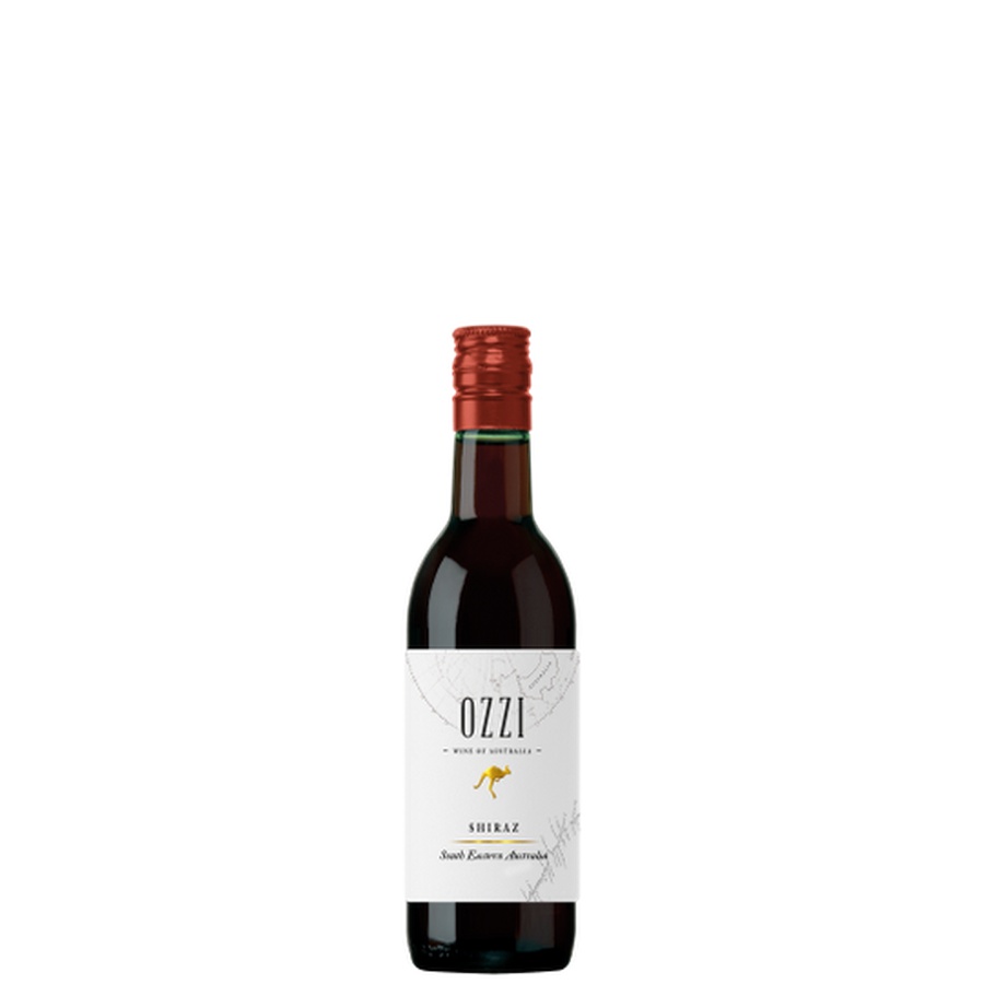 OZZI Shiraz, Shiraz Australia, czerwone wytrawne, mini butelka wina, wino 0, 187l, wino australijskie, Shiraz 13, 5%, owocowe czerwone wino, wino do mięsa, intensywne czerwone, wino na prezent, wino podróżne, mała butelka czerwonego, aromatyczne shiraz, pełne wino czerwone, wino o wysokiej intensywności, wino z Australii, wino na grilla, wino do burgerów, wino o wyrazistym smaku, wino single serve, wino na imprezę, wino do kolacji, wino o aromacie ciemnych owoców,