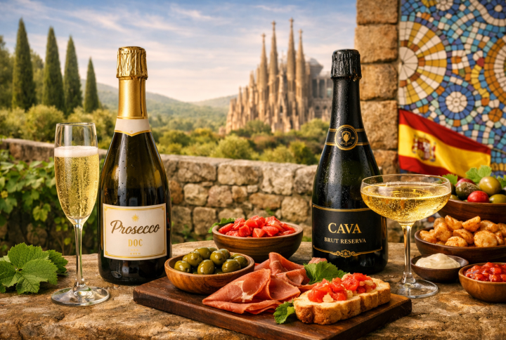 Prosecco i Cava, Prosecco, Cava, wina musujące, włoskie Prosecco, hiszpańska Cava, bąbelki w winie, wina z bąbelkami, metoda Charmata, metoda tradycyjna, wino na aperitif, wino do jedzenia, wina z Włoch, wina z Hiszpanii, Glera, Macabeo, Xarel·lo, Parellada, Valdobbiadene, Conegliano, Penedès, Prosecco DOC, Prosecco DOCG, Cava Reserva, Cava Gran Reserva, Brut, Extra Dry, Brut Nature, Aperol Spritz, Hugo Spritz, Bellini, tapas i wino, paella i wino, wino na spotkania, lekkie wino, eleganckie wino, wino na imprezę, kultura wina, porównanie Prosecco i Cavy, jak wybrać Prosecco, jak wybrać Cavę, wino na prezent, wino na lato, wino na kolację, wino do sushi, wino do owoców morza, hiszpańskie wina musujące, włoskie wina musujące, popularne wina musujące, trendy w winie, wino na co dzień, celebracja z winem, wino i jedzenie, wino i przyjaciele, radość z wina, lekkość Prosecco, elegancja Cavy, bąbelki na każdą okazję